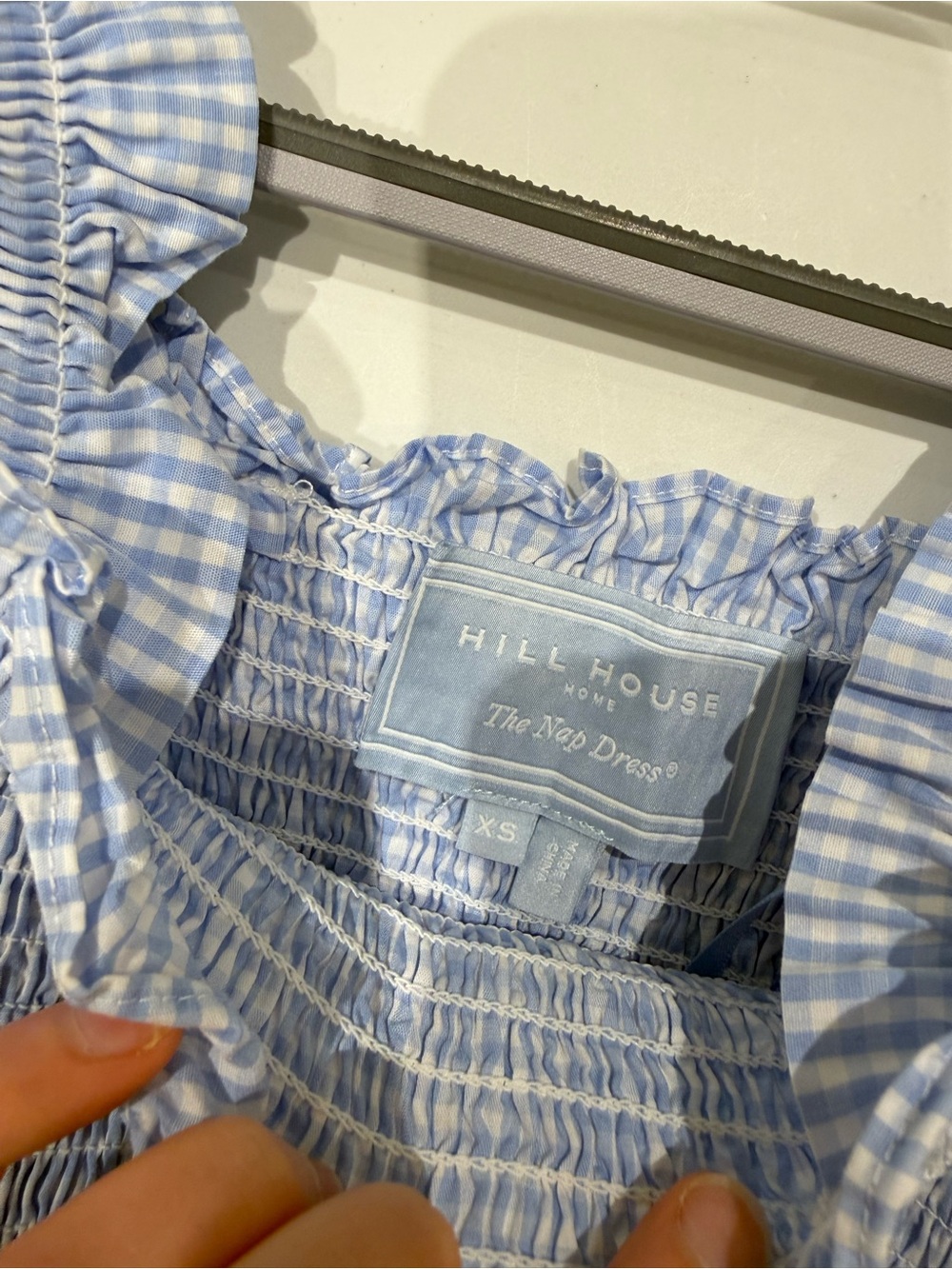 Hill House Light Blue Gingham Smocked Mini Dress - Picture 3 of 3